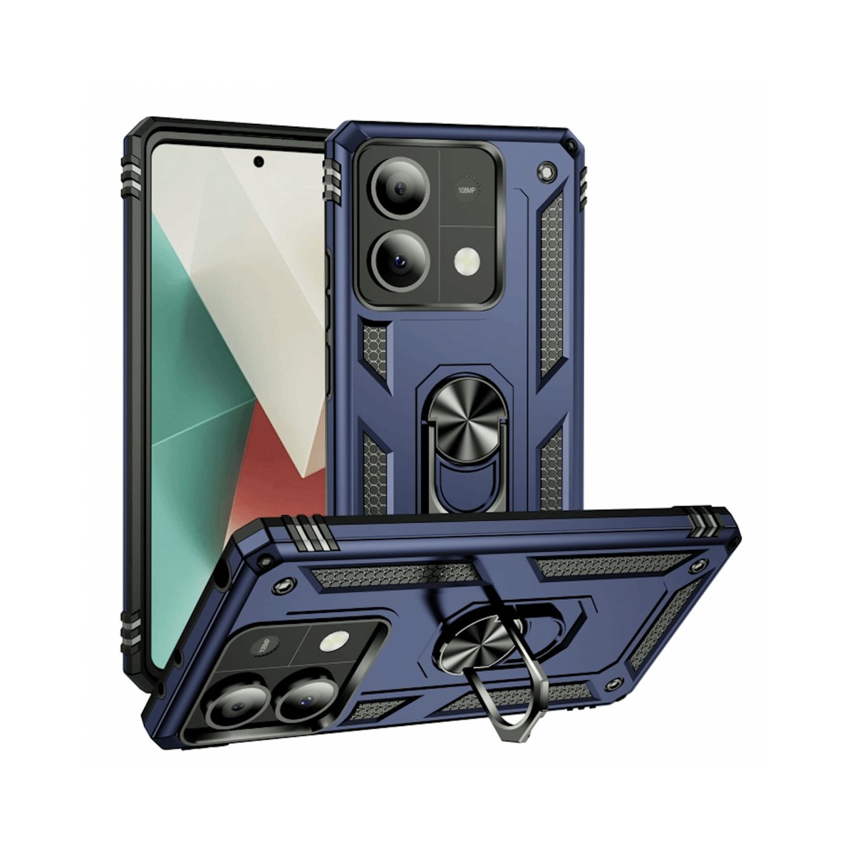 Protectores para celular  para Xiaomi  Redmi Note 13 5G Funda reforzada con anillo v2 Azul